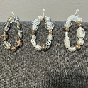 Elegant Beaded Bracelets - White and Brown